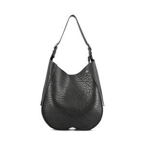 BURBERRY Textured Leather Hobo Bag Women BLACK Handbags